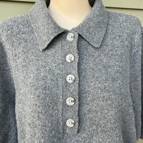 So very soft a new day gray collared five button top - Picture 4 of 13